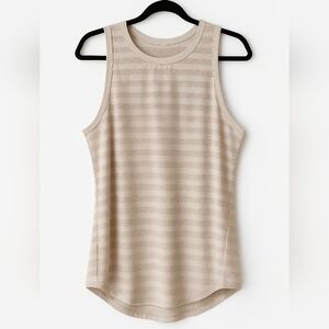 RBX Beige Mesh Stripe Sleeveless Active Tank Top Medium Lightweight Workout